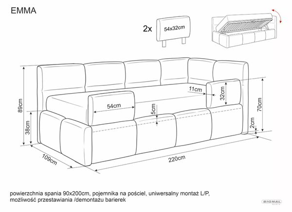 Jednolůžková postel 90 cm Emmite (růžová) (s roštem)