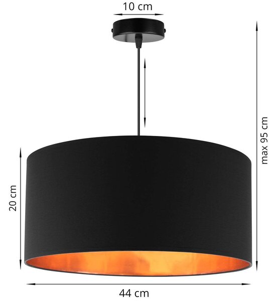 Závěsné svítidlo Shade, 1x textilní stínítko (výběr ze 4 barev), (výběr ze 3 barev konstrukce), (fi 44cm), g