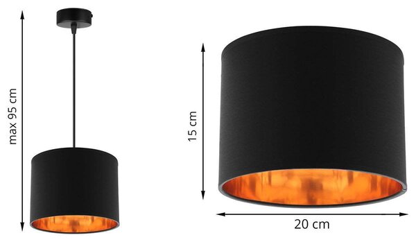 Závěsné svítidlo Shade, 1x textilní stínítko (výběr ze 4 barev), (výběr ze 3 barev konstrukce), (fi 20cm), g