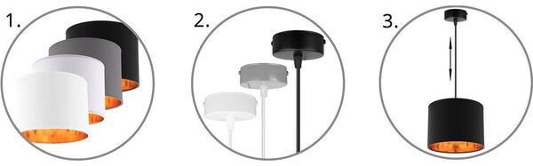 Závěsné svítidlo Shade, 1x textilní stínítko (výběr ze 4 barev), (výběr ze 3 barev konstrukce), (fi 20cm), g