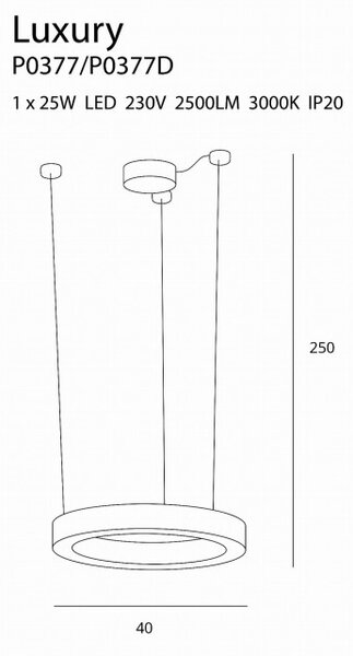 Maxlight P0377D Stmívatelné závěsné LED sívitldo LUXURY GOLD 40cm