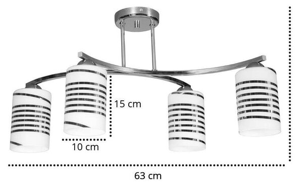 Stropní svítidlo Cobi, 4x bílé skleněné stínítko se vzorem