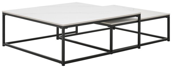 SADA KONFERENČNÍCH STOLKŮ, černá, bílá, kov, keramika, 75/65/27/22/75/65 cm Livetastic - Konferenční stolky, Online Only