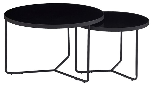 SADA KONFERENČNÍCH STOLKŮ, černá, kov, sklo, 60-80/60-80/44.5-49.5 cm MID.YOU - Konferenční stolky, Online Only