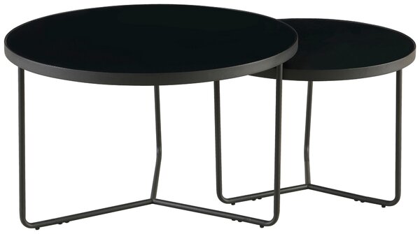 SADA KONFERENČNÍCH STOLKŮ, černá, kov, sklo, 60-80/60-80/44.5-49.5 cm MID.YOU - Konferenční stolky, Online Only