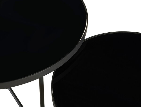 SADA KONFERENČNÍCH STOLKŮ, černá, kov, sklo, 60-80/60-80/44.5-49.5 cm MID.YOU - Konferenční stolky, Online Only