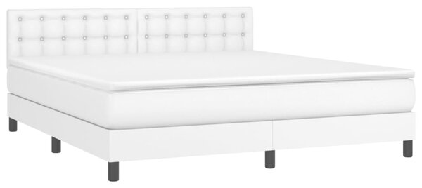 Box spring postel s matrací bílá 160x200 cm umělá kůže 3141132