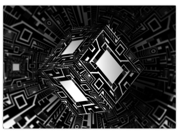 Obraz abstraktní krychle (70x50 cm)