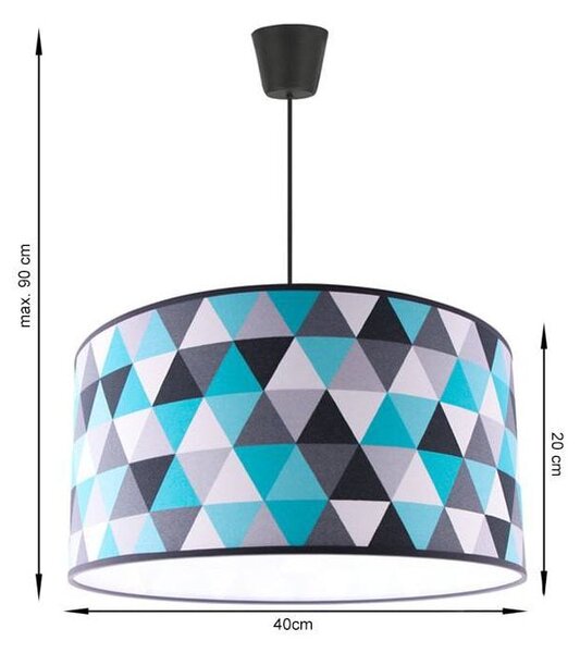 Závěsné svítidlo Garo, 1x textilní stínítko se vzorem (výběr ze 3 barev), (výběr ze 3 barev konstrukce), (fi 40cm)