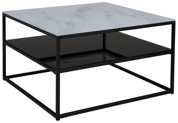 KONFERENČNÍ STOLEK, černá, bílá, kov, sklo, 75/75/43 cm Livetastic - Konferenční stolky, Online Only