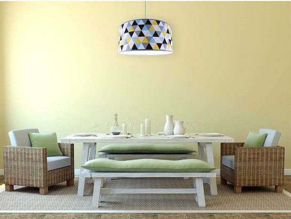 Závěsné svítidlo Garo, 1x textilní stínítko se vzorem (výběr ze 3 barev), (výběr ze 3 barev konstrukce), (fi 44cm)