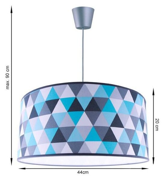 Závěsné svítidlo Garo, 1x textilní stínítko se vzorem (výběr ze 3 barev), (výběr ze 3 barev konstrukce), (fi 44cm)