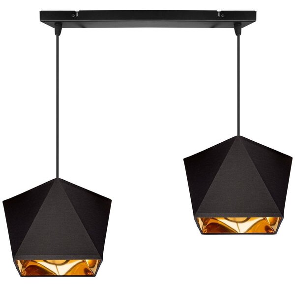 Závěsné svítidlo Diamond Gold, 2x černé/zlaté textilní stínítko
