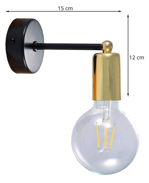 Nástěnné svítidlo Edison, zlaté tělo svítidla
