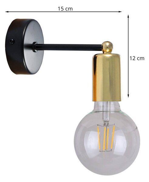 Nástěnné svítidlo Edison, zlaté tělo svítidla