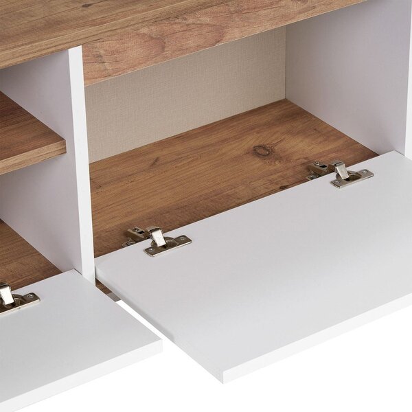 Bílý/v přírodní barvě TV stolek v dekoru borovice 160x42x30 cm Sentinel – Kalune Design