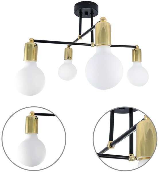 Stropní svítidlo Edison, zlaté tělo svítidla