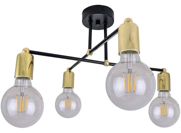 Stropní svítidlo Edison, zlaté tělo svítidla