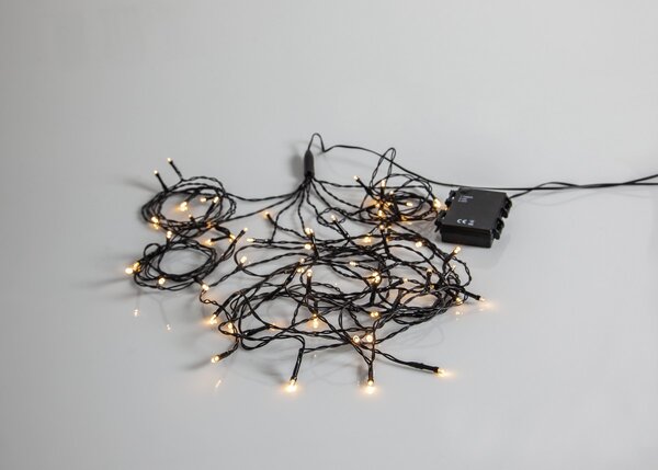 Star trading LED-Lichterkette "Akku" 64 warmwhite LED, Kabel: schwarz, Timer, Batterie, outdoor, Länge ca. 2,7 m