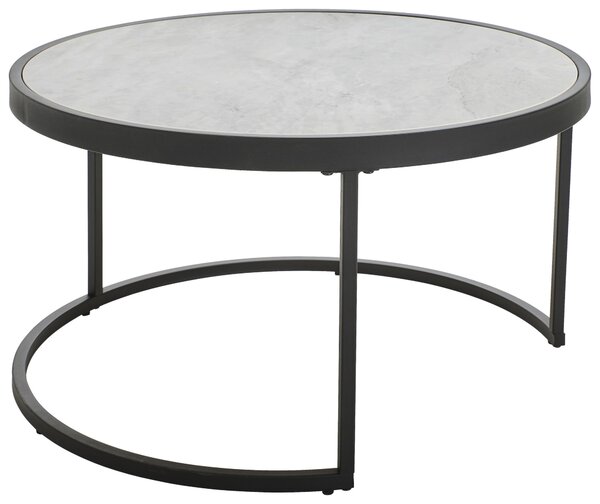 SADA KONFERENČNÍCH STOLKŮ, černá, světle šedá, kov, sklo, keramika, 80/65/80/65/40/38 cm MID.YOU - Konferenční stolky, Online Only