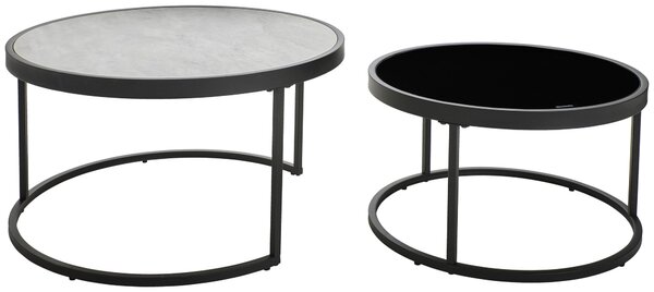 SADA KONFERENČNÍCH STOLKŮ, černá, světle šedá, kov, sklo, keramika, 80/65/80/65/40/38 cm MID.YOU - Konferenční stolky, Online Only
