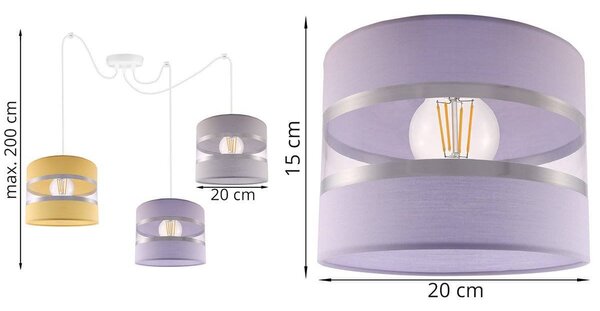 Závěsné svítidlo Elegance Spider, 3x textilní stínítko (mix 8 barev), w