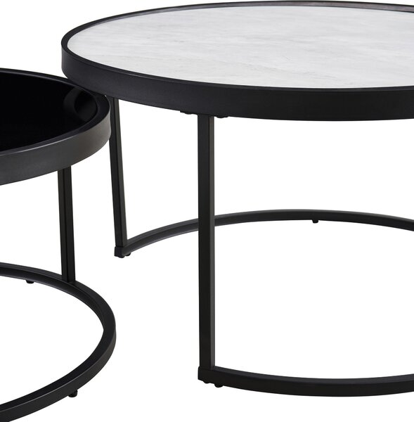 SADA KONFERENČNÍCH STOLKŮ, černá, světle šedá, kov, sklo, keramika, 80/65/80/65/40/38 cm MID.YOU - Konferenční stolky, Online Only