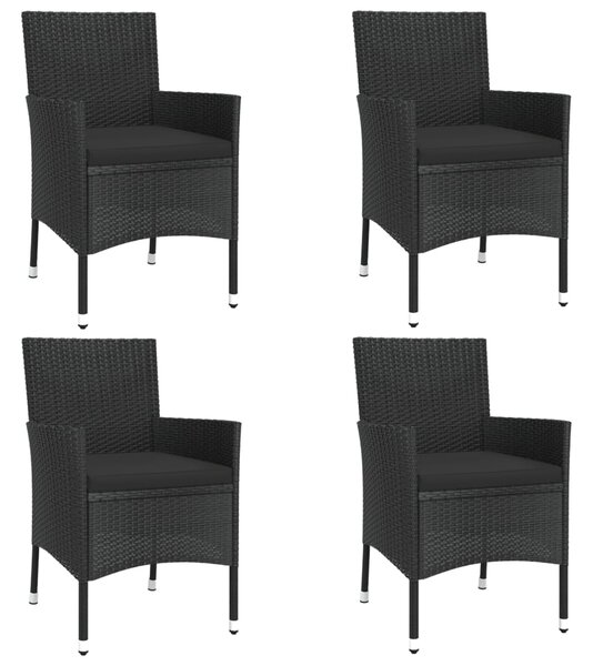 5dílný zahradní bistro set s poduškami černý polyratan