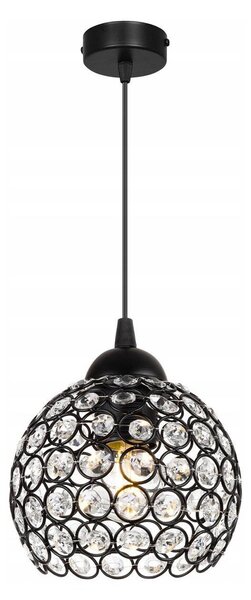 Závěsné svítidlo Crystal, 1x černé křišťálové stínítko