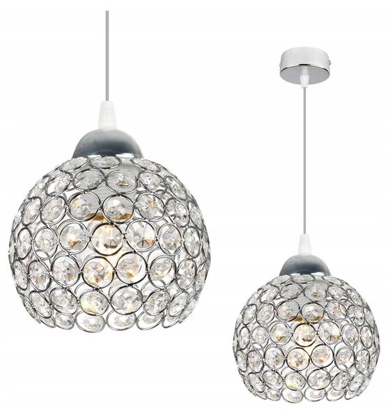 Závěsné svítidlo Crystal, 1x stříbrné křišťálové stínítko, ch