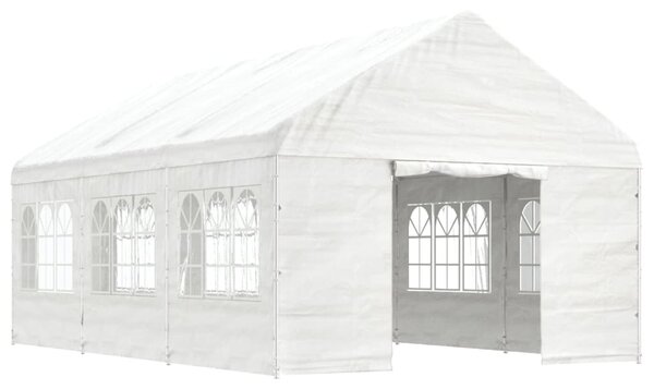 Altán se střechou bílý 6,69 x 4,08 x 3,22 m polyethylen