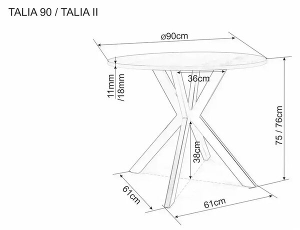 Kulatý jídelní stůl TALIA 90 cm s keramickou travertinovou deskou, béžový