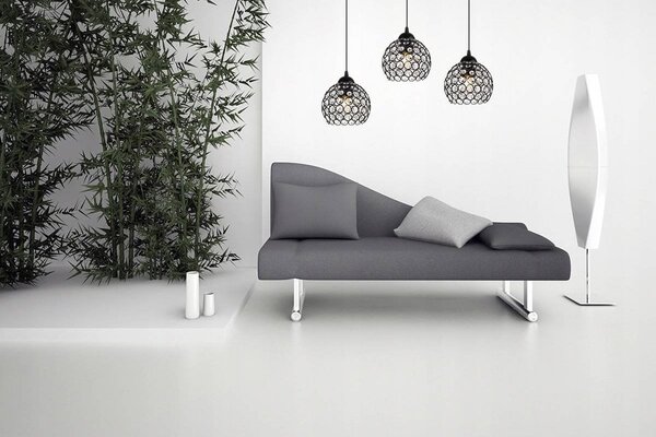 Závěsné svítidlo Crystal, 3x černé křišťálové stínítko