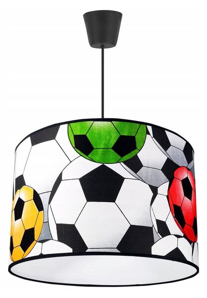 Dětské závěsné svítidlo Soccer, 1x textilní stínítko se vzorem, (výběr ze 3 barev konstrukce)