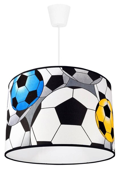 Dětské závěsné svítidlo Soccer, 1x textilní stínítko se vzorem, (výběr ze 3 barev konstrukce)