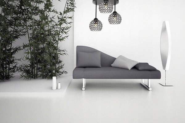 Stropní svítidlo Crystal, 3x černé křišťálové stínítko