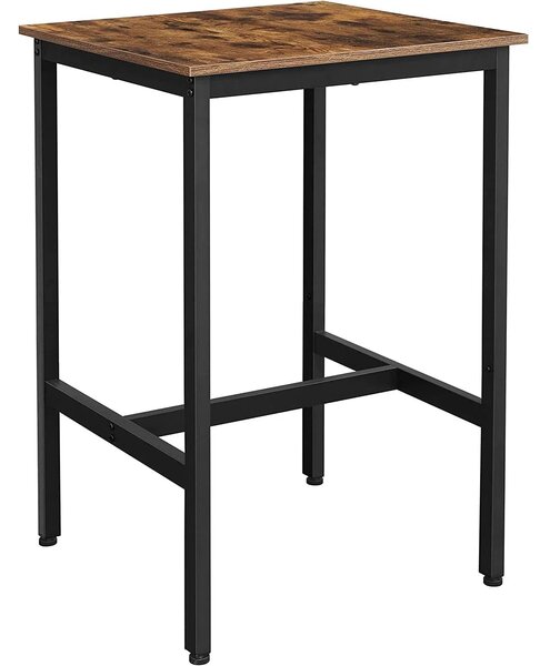 Vysoký barový stůl, čtvercový, jídelní stůl, rustikální hnědý a černý