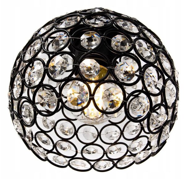 Stropní svítidlo Crystal, 3x černé křišťálové stínítko