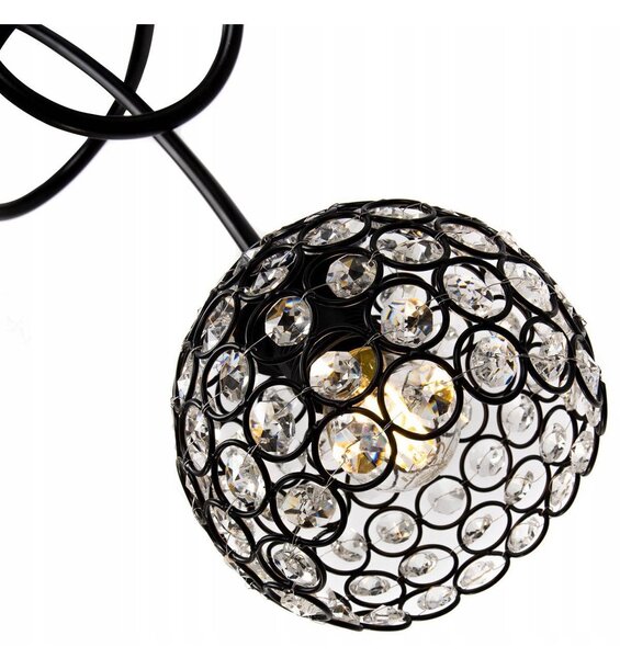 Stropní svítidlo Crystal, 5x černé křišťálové stínítko, b