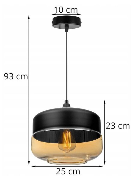 Závěsné svítidlo Oslo 3, 1x černé/medové skleněné stínítko