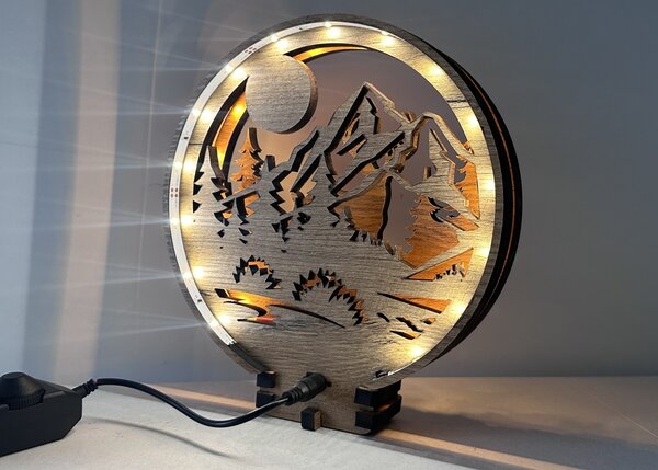 "Jelen a laň" lampa 20x22cm provedení povrchu: dub