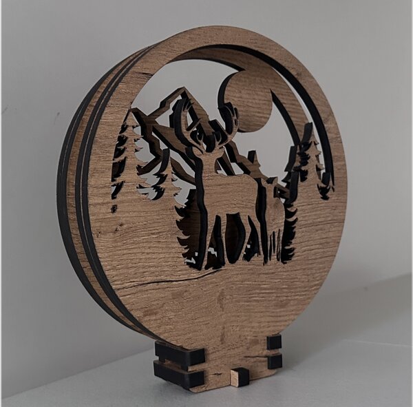 "Jelen a laň" lampa 20x22cm provedení povrchu: dub