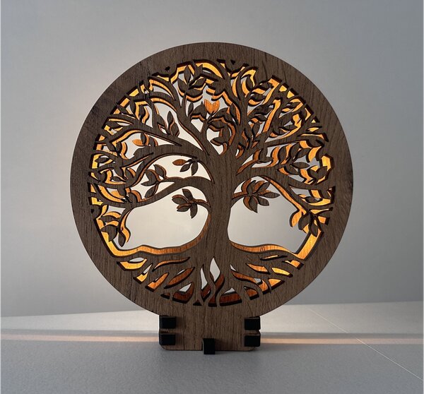 "Strom života" lampa s dvojstěným prořezem 30x31 cm provedení povrchu: dub