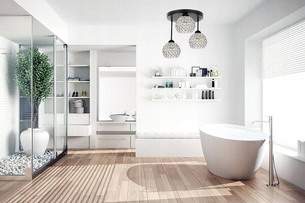 Stropní svítidlo Crystal, 3x stříbrné křišťálové stínítko
