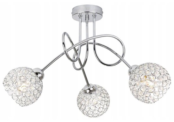 Stropní svítidlo Crystal, 3x stříbrné křišťálové stínítko, ch