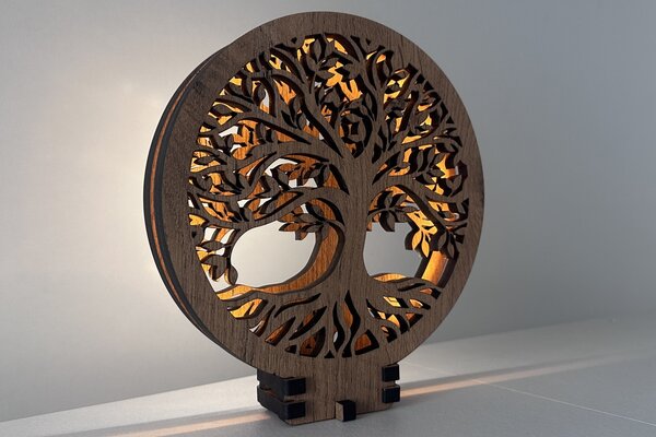 "Strom života" lampa s dvojstěným prořezem 30x31 cm provedení povrchu: dub