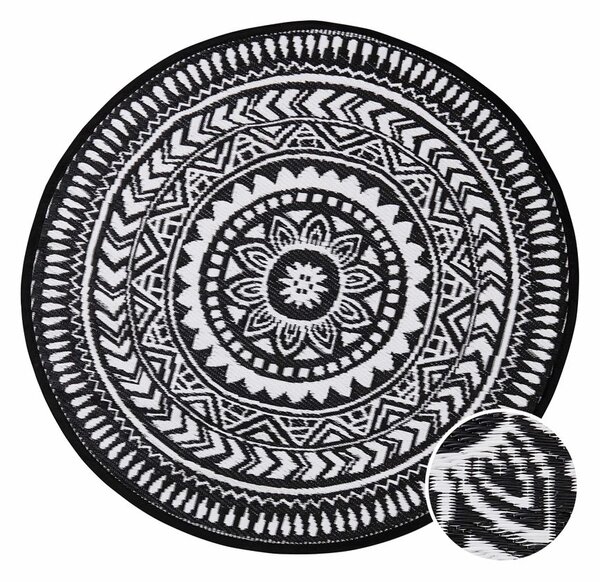 COLOUR CLASH Venkovní koberec květiny 118 cm - černá/bílá