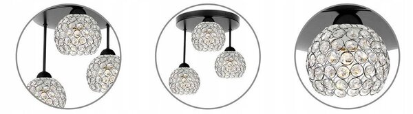 Stropní svítidlo Crystal, 3x stříbrné křišťálové stínítko
