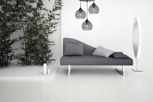 Závěsné svítidlo Crystal, 3x černé křišťálové stínítko