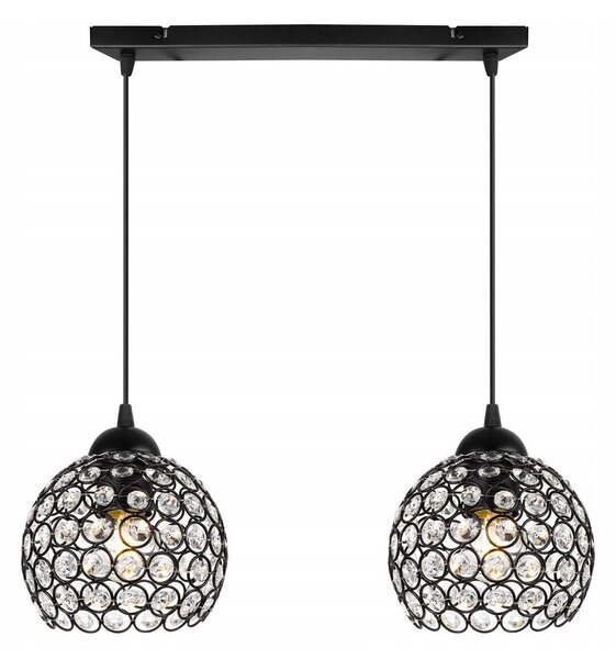 Závěsné svítidlo Crystal, 2x černé křišťálové stínítko